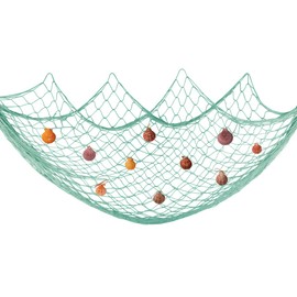 Fangoo 200cm x 150cm Fishing Net with Shells Beach Theme Decor for Party Home Living Room Bedroom Mediterranean Style Decor Wall Decor, Turquoise