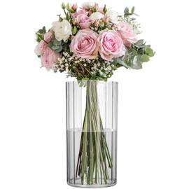 Florero de acrílico cilíndrico, jarrón transparente de 7.8 pulgadas de alto para centros de mesa, decoración de boda, decoración del hogar, plástico no rompible, 3.94 x 7.86 pulgadas de alto, redondo