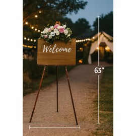 Conda 63" Wooden Tripod Artist Display Easel with Tray, A-Frame Adjustable Easel Stand for Wedding Sign, Foldable Easels for Painting Canvas, Display & Posters