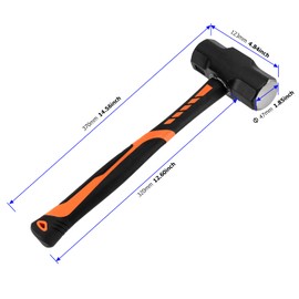 2 Pack 4 lb Small Sledge Hammer, 4 Pound Mini Sledge Hammer, Steel Head and 12 Inch Long Shock-Resistant Fiberglass Handle, Heavy Duty Stoning Hammer Club Hammer