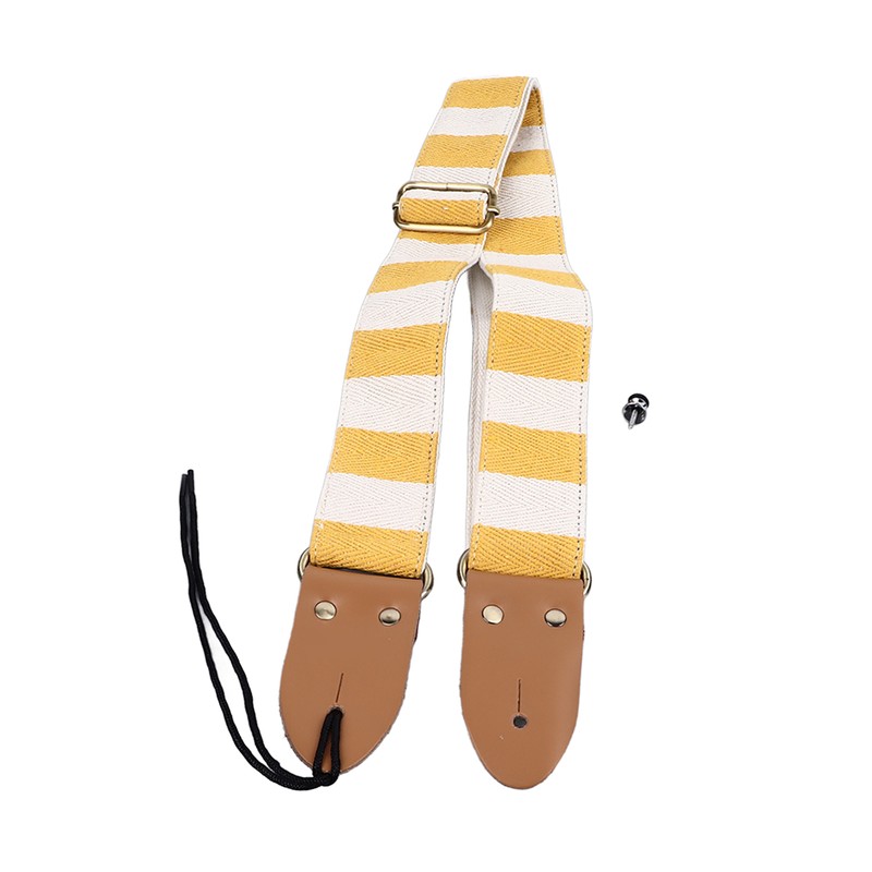 Guitar Strap Stylish Stripe Pattern Thickened Cotton Leather Adjustable Guitar