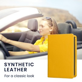 kwmobile Registration and Insurance Holder - Car Document Holder for Vehicle Documents and Cards - PU Leather - Radiant Yellow
