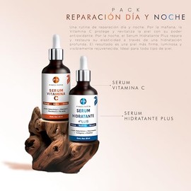 PUREZA NATUR Pack reparación Día y Noche intensiva serum faciales Serum Acido Hialuronico + Colageno + Elastina Niacinamida y Suero Vitamina C + Vit E