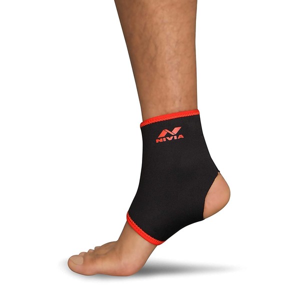 NIVIA Orthopaedic Slip-in Ankle Support (Black/Red, Size - Small) |
