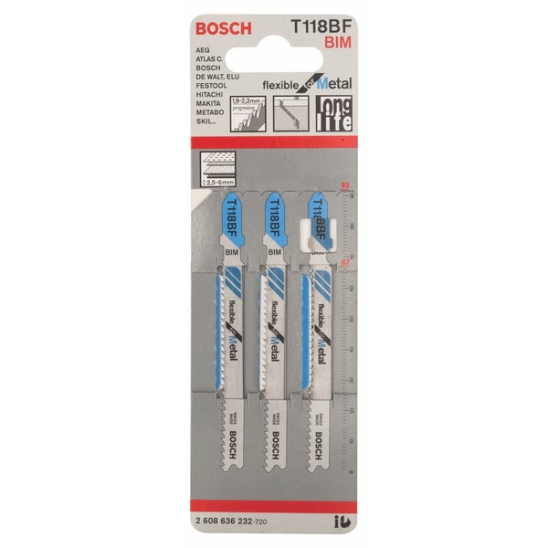 Bosch T-118BF/3 Jigsaw Blade for Metalworking, Set of 3