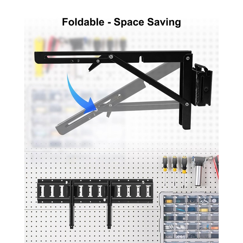 2 Pack Collapsible E Track Shelf Bracket, 11.5 Inch Stainless