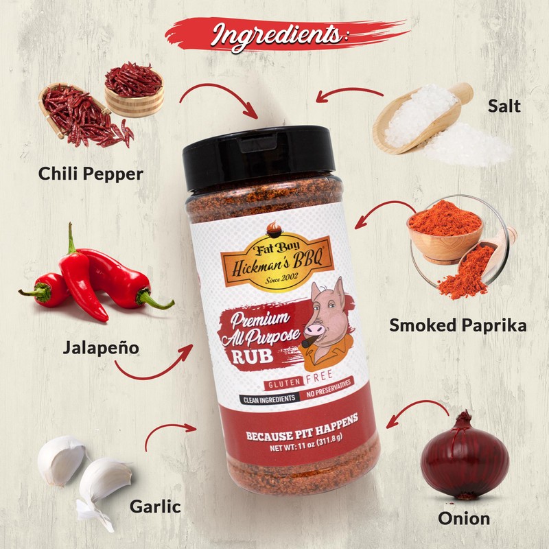 Fat Boy Hickman's BBQ Premium All Purpose Rub, 11 Ounce