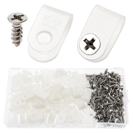 VooGenzek Pack of 100 5.2 mm (1/5 Inch) Nylon U-Type Cable Holder, Cable Clip Wire Clamp with 100 Screws for Wire Management (White)