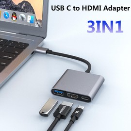 USBC to Hdmi Adapter, with 100W PD & USB 3.0 Port, 4K@30Hz HDMI Adapter, USB C Hub Multiport AV Converter Compatible with Laptops, Phone, PC,Switch, MacBook Pro and Other usbc Devices