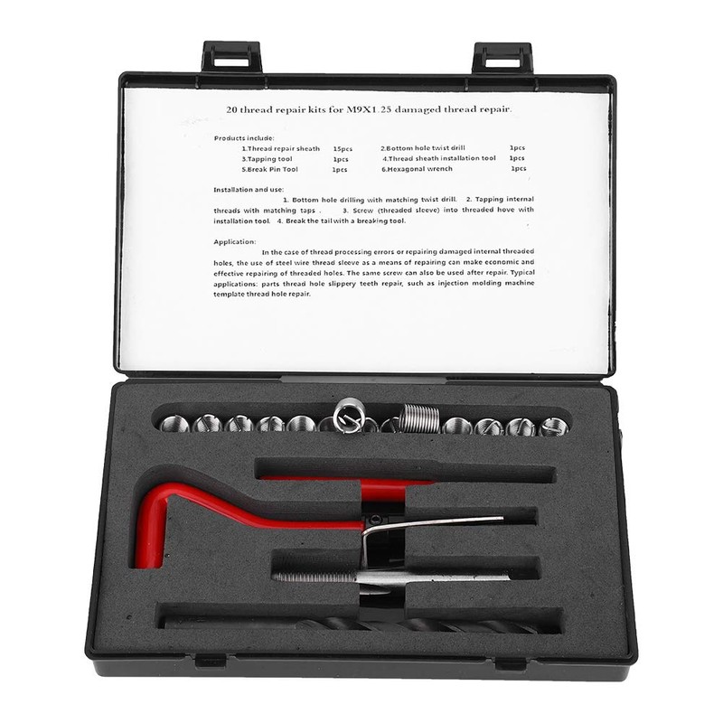 Heli Coil Thread Repair Kits, 20 Pcs Thread Inserts M9x1.25