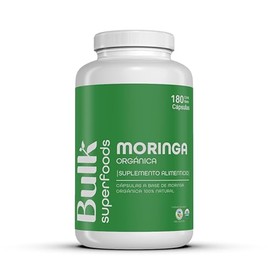 BULK SUPERFOODS Moringa Pura Orgánica 100% Natural | 180 Cápsulas de 500 mg, Suplemento Alimenticio, Sin Gluten, Apto Dieta Keto, Sin Azúcares Añadido