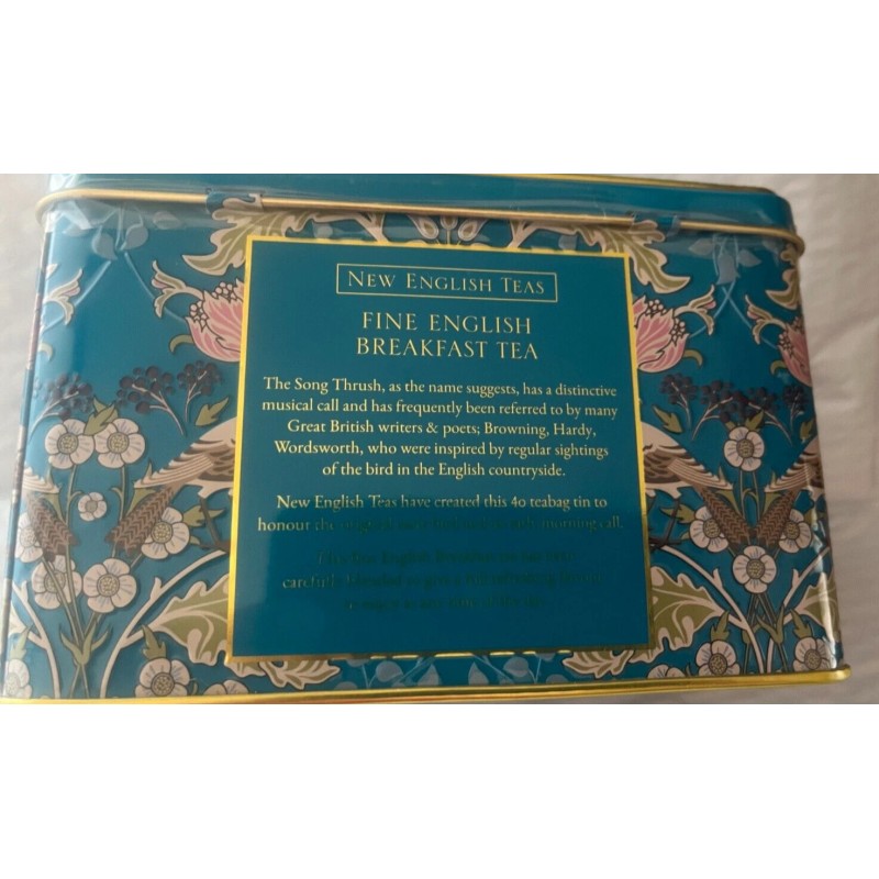 NEW ENGLISH TEAS THE SONG THRUSH &BERRIES 40 TEABAGS TIN