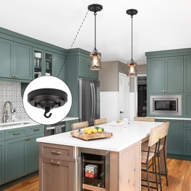 Haultop Light Canopy Kit, 6IN Chandelier Canopy Kit with Hook, Matte Black Ceiling Canopy Kit, Metal Chandelier Canopy for Pendant Light, Chandelier, Grow Light, Plant, Max Load 22LBS