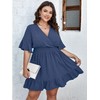 SCOMCHIC Womens Plus Size Summer Smocked Dress Short Flutter Sleeve