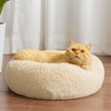 SEOUGEE Calming Donut Cat Bed, Fluffy Plush Round Dog Bed,