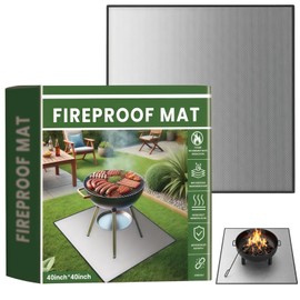 Fire Pit Mat,100x100cm Fi/Reproof Heat Resistant BBQ &Grill Mat for Decking