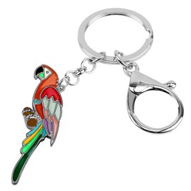 DOWAY Cute Macaw Parrot Keyring Car Accessories Key Charms Purse Handbags Pendant Bird Keyring Gifts, red