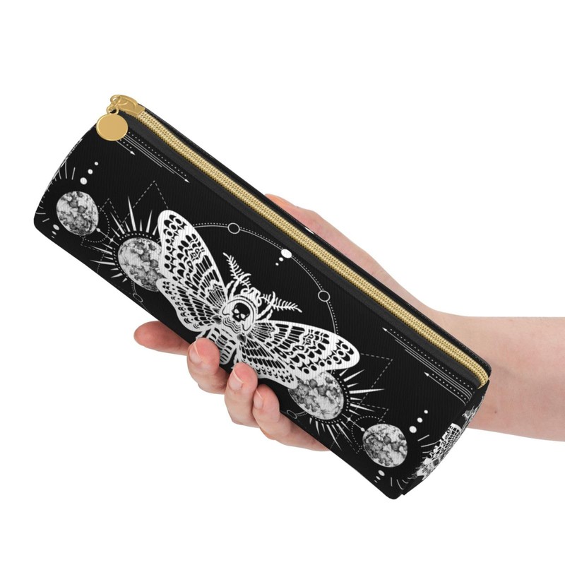 FREEHOTU Canvas Simple Moon Moth Pattern Makeup Bag Cosmetic Holder