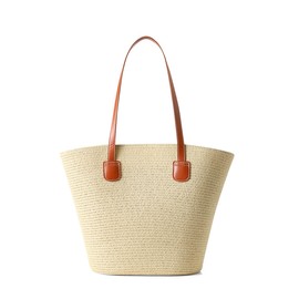 Nollia Straw Bags For Women | Travel Straw Totes Bag, Summer Woven Handmade, Shoulder Bag Handbag (Straw/Black)