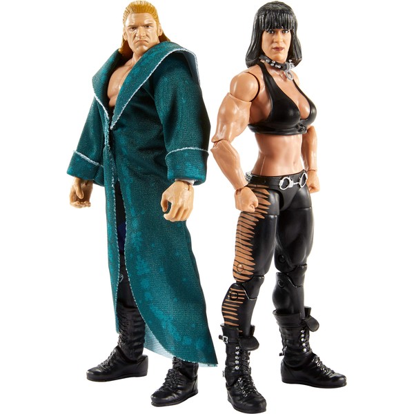 WWE Elite Collection 2-Pack: Triple H & Chyna 6-in Action Figures with 2 Sets of Swappable Hands & Superstar Accessories; Ages 8 Years Old & Up ​