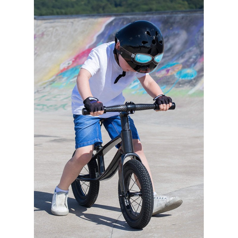 Kiddimoto KMH044M - Fahrrad Skater Helm für Kinder Black Goggle,