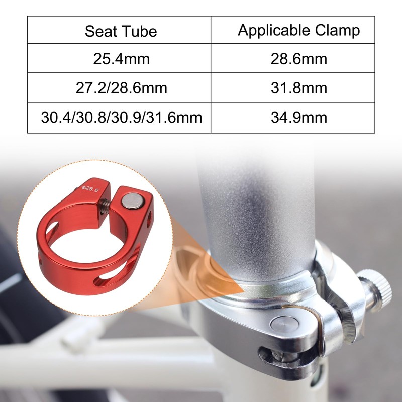 sourcing map Bike Seat Post Clamp 28.6mm Clip Aluminum Alloy