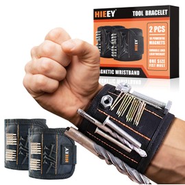 HIEEY HIEEY 2 Pieces Magnetic Wristband for Holding Screws, Gifts for Men, Tool Belt Magnetic Wristband for Holding Screws, Cool Gadgets Christmas Gifts for Him Men Women Husband (Gift Box)