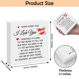 I Love You Gifts for Him Her Wooden Plaque Soulmate Gifts for Women Men Anniversary Romantic Gift for Husband Wife Boyfriend Girlfriend Wood Box Sign Decor Birthday Wedding Valentines Gift for Couples