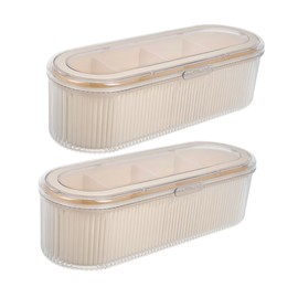 FRCOLOR 2pcs Clear Makeup Sponge Case with Lid PP Pet Makeup Brush Holder Organizer for Vanity Transparent Cosmetic Storage Box for Lipsticks Brushes and Beauty Tools