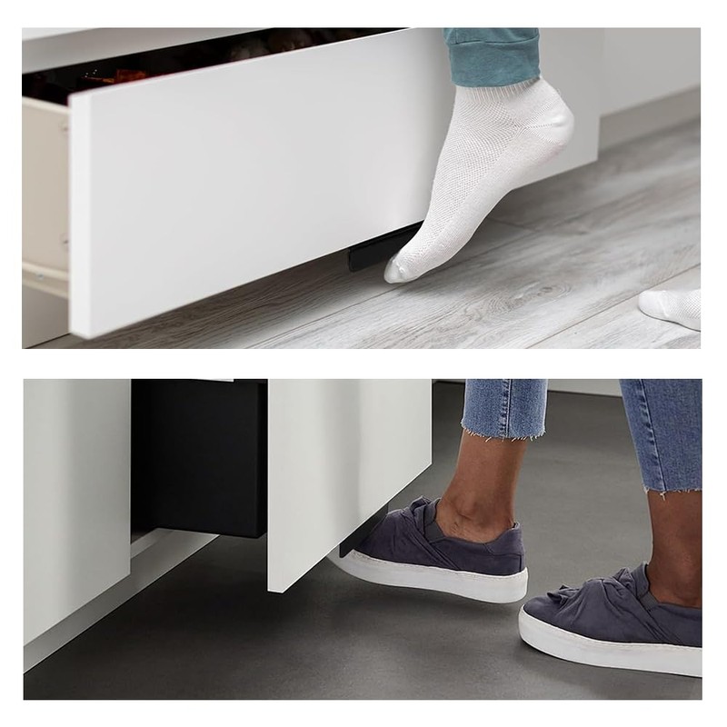 Cabinet Foot Pull for Trash Drawer, Touchless Hands-Free Design, Black,
