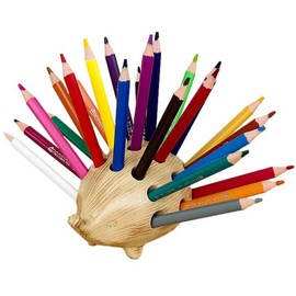 Queen-b Hedgehog Pen Stand with 24 Colored Pencils, Pen Holder, Colored Pencil Holder, Stationery Storage, Cute, Tabletop, Desk, Organization, Stylish, Interior, Kids, Gift, Birthday, School Entrance