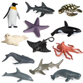 12 PCS Ocean Animal Figures Set, Realistic Marine Animals Figurines, Ocean Toys, Learning Educational Toys, Birthday Gift For Kids Toddlers, Under The Sea Bath Toys For Child