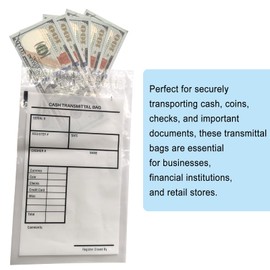 200 Pack 6"x 9" Bank Deposit Cash Transmittal Bags, Tamper Evident Bags for Secure Money,Bank Currency, Coin, Checks Receipts (Medium)