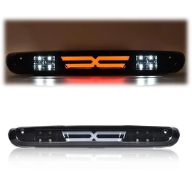 G-PLUS 3rd LED Bar Brake Type X Light Cargo Lamp Compatible with Chevy Silverado/GMC Sierra 1500 2500 3500 & HD 07-14,Smoky Lens Black Housing