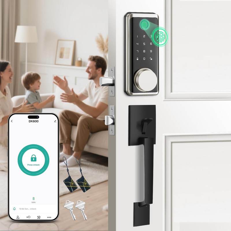 Keyless Entry Door Lock Deadbolt with Handle Set, Smart Locks