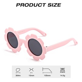ZQSFPK Baby Sunglasses with Strap, Flexible Polarized Baby Sunglass, Cute Flower Polarized Sunglasses Outdoor Sunshade UV400 Protection for Infant Baby Girl(Pink)