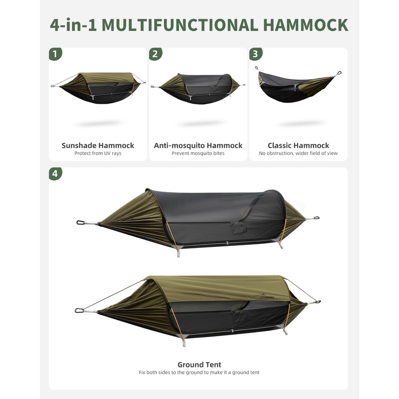 Travel Bird Camping Hammock Tent with Mosquito Net and Removable