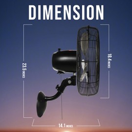 Tornado - 16 Inch Pro Series Oscillating Wall Mount Fan - High Velocity Heavy Duty Metal Wall Mount Fan for Industrial, Commercial, Residential, and Greenhouse Use - UL Safety Listed
