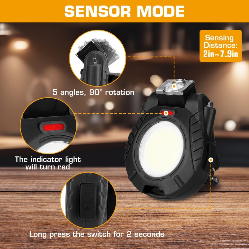 EverBrite COB Keychain Work Light, 2 Pack Rechargeable Keychain Light