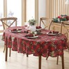 Newbridge Holiday Spruce Plaid Christmas Fabric Tablecloth, Holly, Evergreens, Acorn