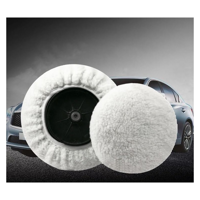 5PCS 10“ Car Polishing Bonnet Pads, Lamb Wool Car Bonnet