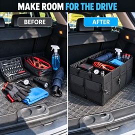 Large Collapsible Car Trunk Organizer for Storage – 600D Oxford Fabric Cargo Box for Groceries Tools and Travel Gear