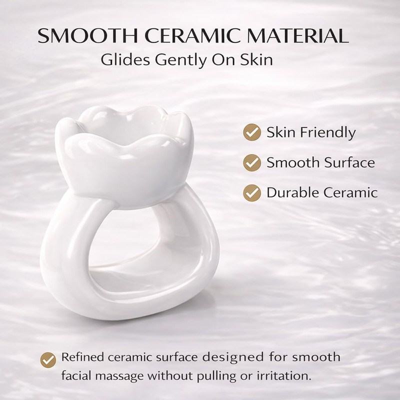Ceramic Gua Sha Facial Tools, Ergonomic Grip Gua Sha Ring