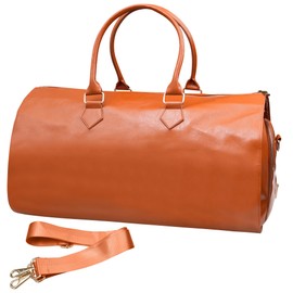 Convertible Garment Travel Bag, Carry on Luggage Duffel Bag for Men Women with Shoulder Strap, 2 in 1 Hanging Suitcase Suit Business Travel Bag Expandable, Shoe Compartment(Orange)