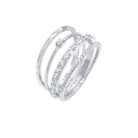 Elli Women's Stacking Ring Set of 4 Twisted in 925 Sterling Silver, Sterling Silver stone Sterling silver, None