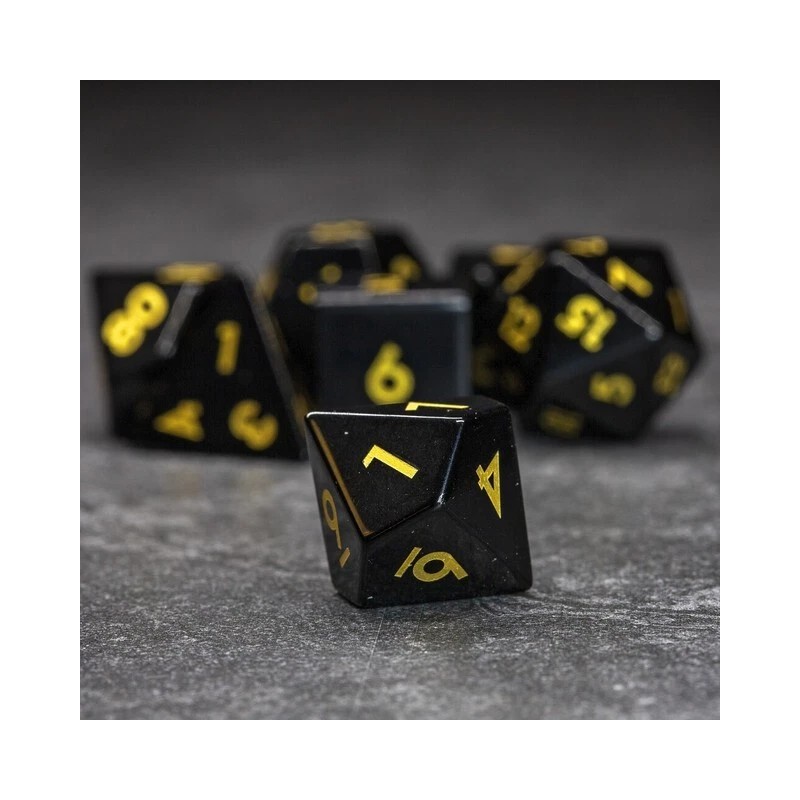 Sage's Treasures - Obsidian Gloss Finish Polyhedral Dice Set Dungeons