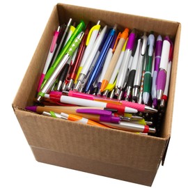 Office Supplies (5 Pound Box, Approx. 200-250 Pens) Retractable Ballpoint Pens Black Bulk Click Assorted Point Ink Pen Plastic Metal Lot