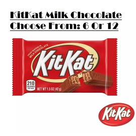 KitKat KIT KAT Milk Chocolate Wafer Candy, 1.5 oz. Bars (Choose From: 6 Or 12) - 6 Bars