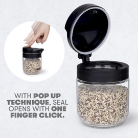 Il Pregio Premium Borosilicate Glass Food Storage Containers with Innovative Press & Release Lid with Airtight Silicone Seal,Sugar or Flour Container,Big and Small Food Jar for Pantry