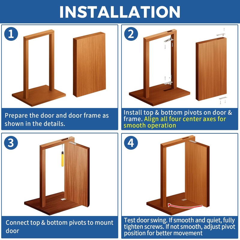 TamBee Door Pivot Hinges Heavy Duty Hinges for Wood Doors